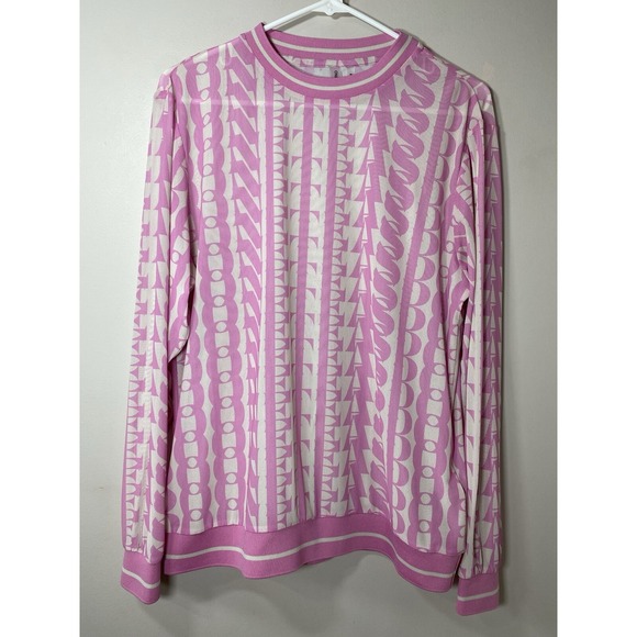 One Teaspoon Pink Mesh Logo Print Long Sleeve Top XS Relaxed Fit Streetwear - Picture 4 of 8